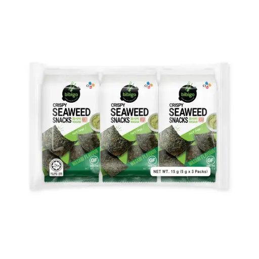 CRISPY SEAWEED SNACKS WASABI 15G                      وجبات خفيفة مقرمشة من الأعشاب البحرية بنكهة الواسابي 15 جرام