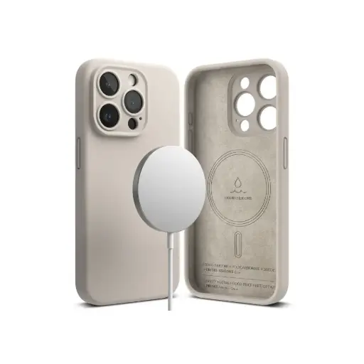 IPHONE 15 PRO MAX SILICONE MAGNETIC (STONE) جراب سيليكون مغناطيسي (حجري) لهاتف iPhone 15 PRO MAX                                                         