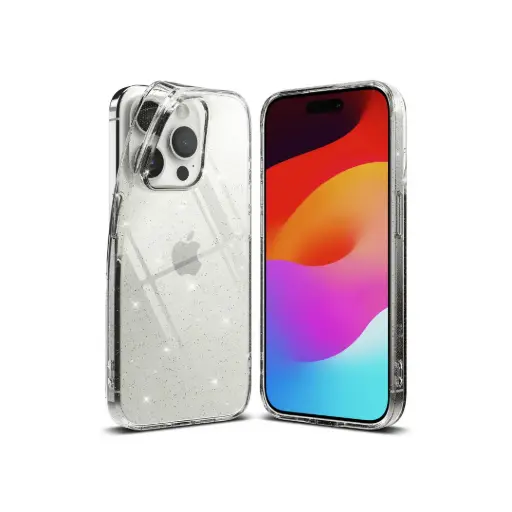 IPHONE 15 PRO AIR GLITTER CLEAR غطاء حماية شفاف لامع لهاتف آيفون 15 برو