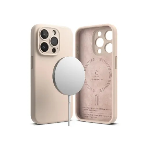 IPHONE 15 PRO SILICON MAGNETIC PINK SAND آيفون 15 برو سيليكون مغناطيسي وردي رملي                                                      