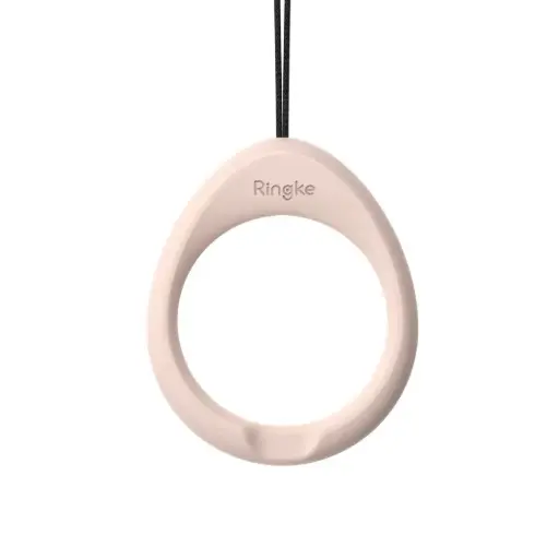 RINGKE FINGER RING STRAP- BLACK(1P) + PINK SAND(1P) حزام خاتم الإصبع من رينجكي - أسود (قطعة واحدة) + وردي رملي (قطعة واحدة)    