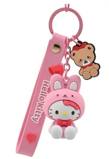 SANRIO HELLO KITTY 3D FIGURE KEYRING ANIMAL COSTUME سلسلة مفاتيح شخصية هالو كيتي ثلاثية الأبعاد من سانريو - زي حيوان