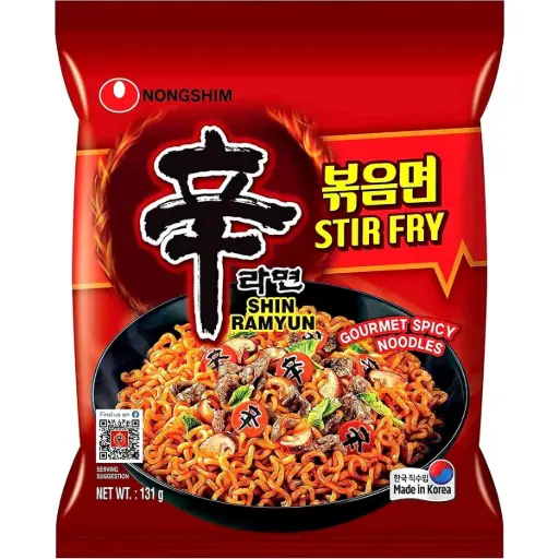 NONGSHIM SHIN RAMYUN STIR FRY NOODLE 135G نودلز نونغشيم شين راميون مقلية 135 غرام