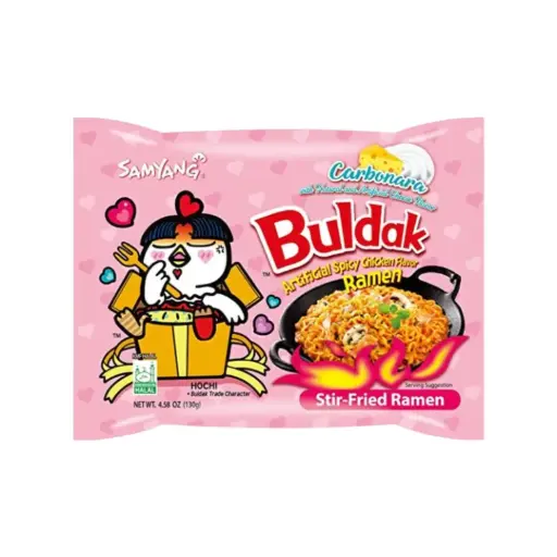 HOT CHICKEN FLAVOR RAMEN CARBONARA 130G رامين كاربونارا بنكهة الدجاج الحار 130 جرام