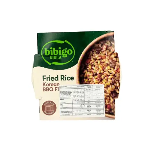 BIBIGO KOREAN FRIED RICE BBQ FLAVOR 200G أرز مقلي كوري بنكهة الشواء من بيبيجو 200 غرام