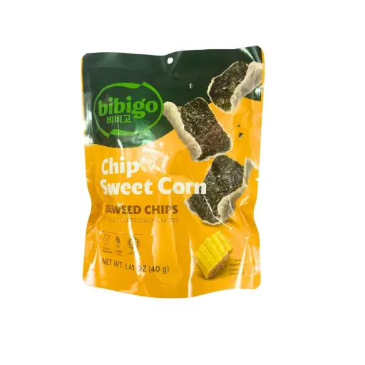 BIBIGO SEAWEED CHIP SWEET CORN 40G  بيبيجو رقائق ذرة حلوة بنكهة الأعشاب البحرية 40 جرام