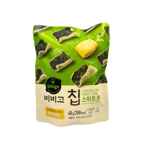 BIBIGO SEAWEED CHIP SWEET CORN 40G  بيبيجو رقائق ذرة حلوة بنكهة الأعشاب البحرية 40 جرام