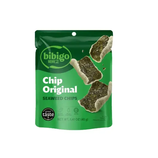 BIBIGO SEAWEED CHIP BROWN RICE 40G أرز بني برقائق الأعشاب البحرية من بيبيجو 40 جرام