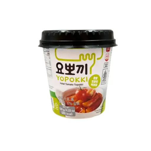 YOPOKKI HALAL TOMATO TOPOKKI CUP 120G كوب توبوكي طماطم حلال من يوبوكي 120 جرام