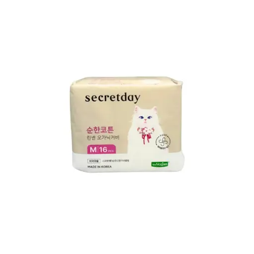 SECRETDAY PURE COTTON ORGANIC COVER MEDIUM-16P غطاء عضوي من القطن الخالص من سيكريت داي، متوسط ​​- 16 قطعة