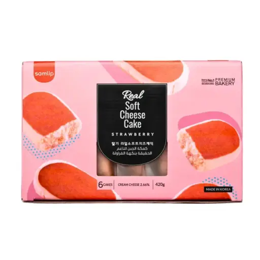 SAMLIP REAL SOFT CHEESE CAKE STRAWBERRY 420G كيكة الجبنة الناعمة الحقيقية بنكهة الفراولة 420 جرام                                                