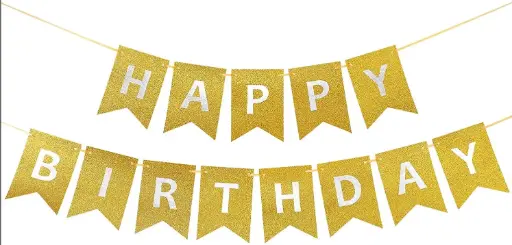 HAPPY BIRTHDAY GOLD BUNTING عيد ميلاد سعيد بالذهب